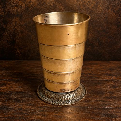 Rare Vintage Brass Folding Glass – Collapsible Telescopic Drinking Cup with Decorative Base
