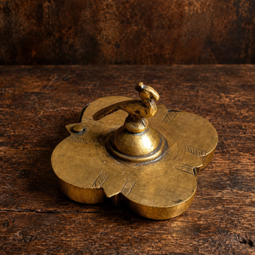 Vintage Brass Five Compartment Sindoor Daani with Bird Handle – Traditional Kumkum Box