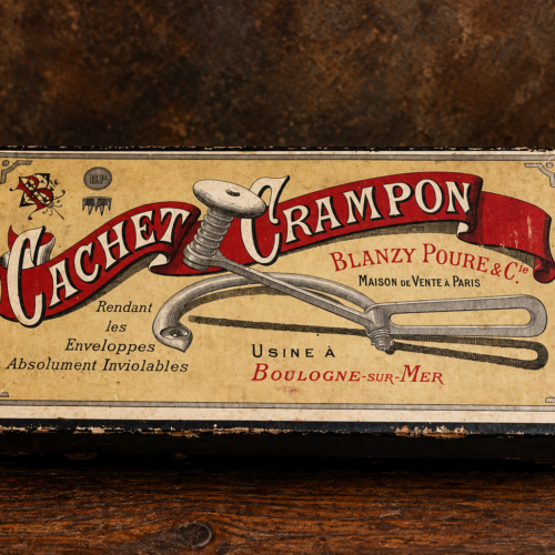 Antique French Cachet Crampon Envelope Sealing Tool Set – Blanzy Poure & Cie – Original Vintage Box