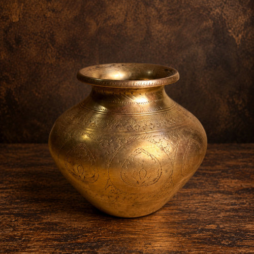 Vintage brass hand carved beautiful pot