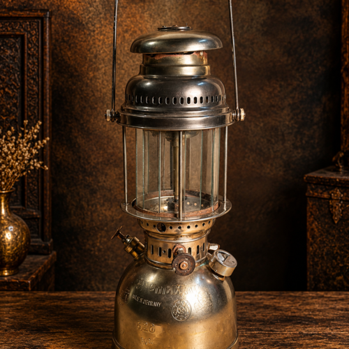 Vintage Original Petromax 826 German Pressure Lantern – Brass White Polished Finish