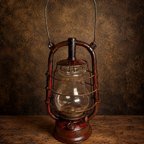 Rare Vintage German Hurricane Kerosene Lantern – Made in Germany | Original Red Finish | Bombay–Calcutta Trade Plate