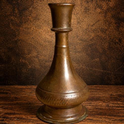 Vintage Brass Flower Vase – Traditional Indian Decorative Vessel with Engraved Design
